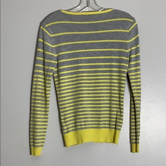 Forever 21 yellow and grey striped cardigan sweater small - Picture 2 of 8